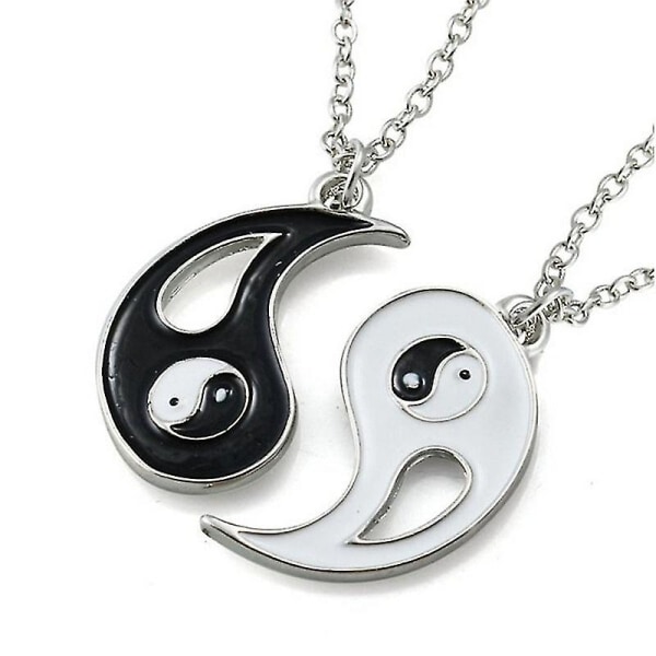 2 stk Yin Yang vedhæng halskæde sort hvid par ven venskab smykker gaver