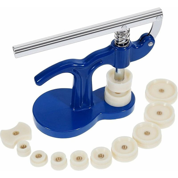 Komplett kit (13 delar) kompatibel med klockreparationer, inklusive axel/urmakarepress och 12 stansar