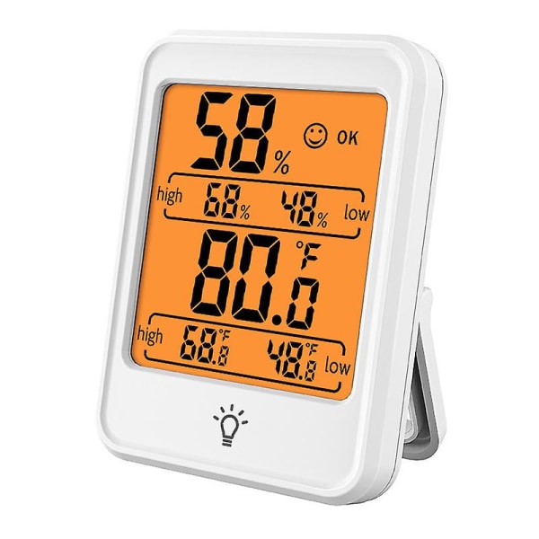 Husholdnings indendørs elektronisk digitalt termometer hygrometer (hvidt (baggrundsbelyst))