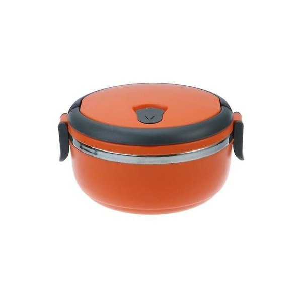 Termos matlåda i rostfritt stål Bärbar läckagesäker rund matbehållare (orange)