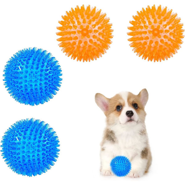 4 st Hundbollar, Hundigelkottsboll Pipande hundbollar, Valpkastleksak, Förhindra hundar ångesttråkighet, TPR Hundtuggboll4 st