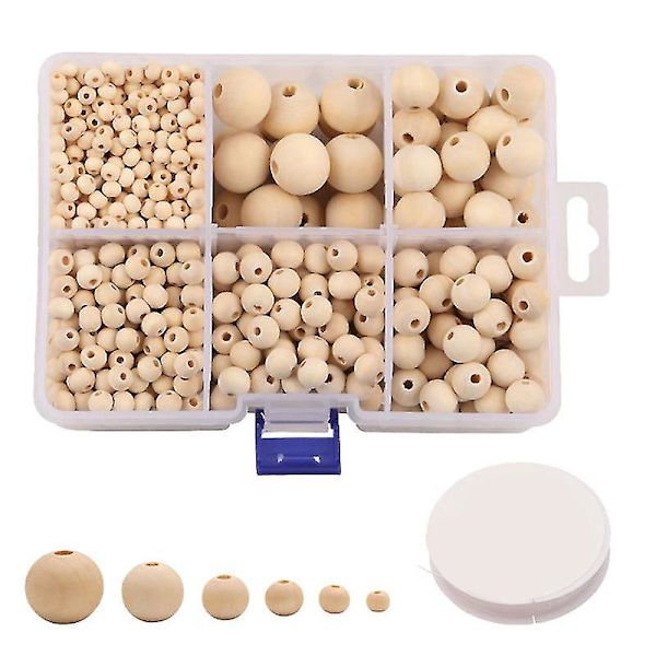 1 set träpärlor prydnad rund träpärla diy strängpärla dekor diy lösa pärlor tillbehör