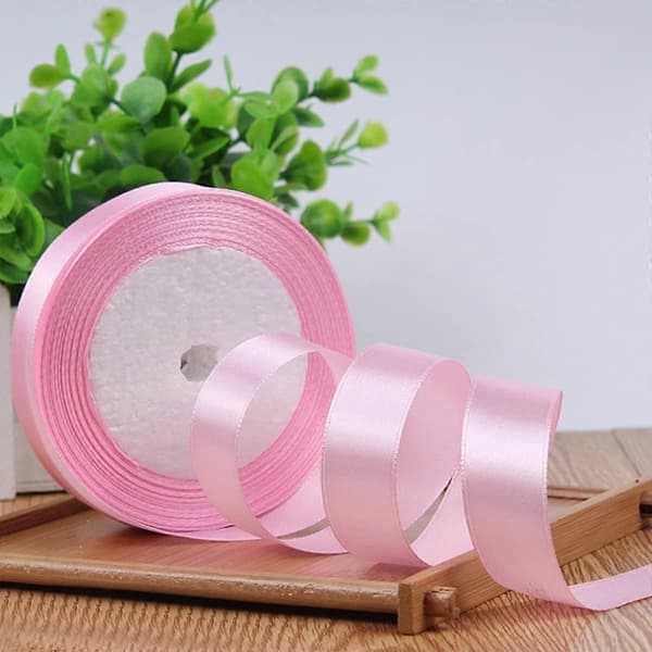 22M Rosa 2cm Satinband – Presentrosetter, Bröllop, Julhantverk
