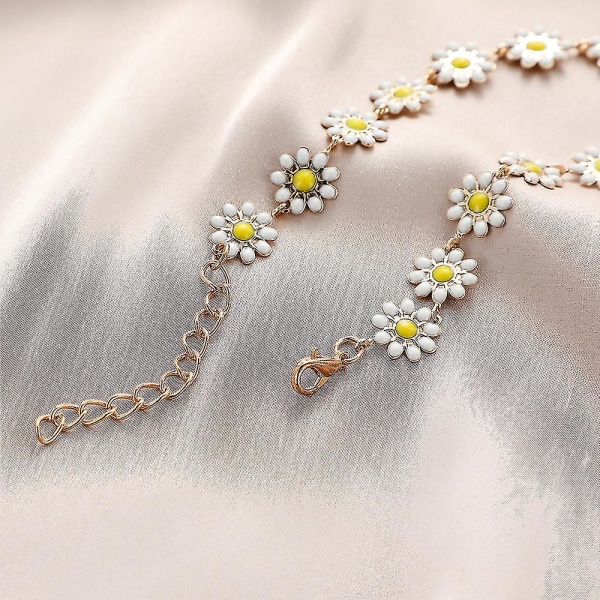 Kvinners Boho Hvit Daisy Blomster Halskjede Choker Kragebenkjede Smykker Gaver