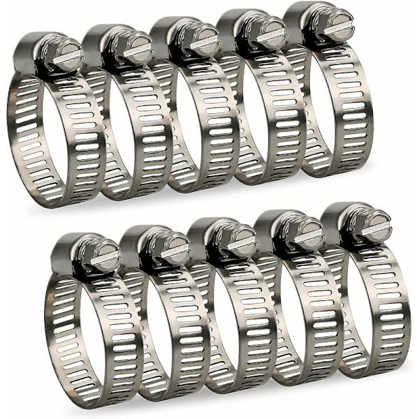 Justerbar slangklämma 16-25mm intervall 304 rostfritt stål Olika slangklämmor Klämmor för familjevattenrör, hemmagas, bilslang, kran 10st (16-25mm)