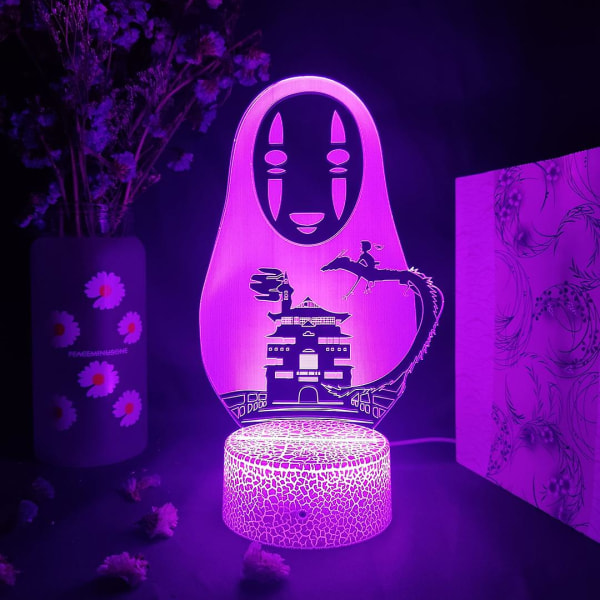 Nyhet Spirited Away No-face Bild 3d Illusion Nattljus För Dator Skrivbordsdekor Touch Sensor Lampa För SängbelysningLava Lampa Bas