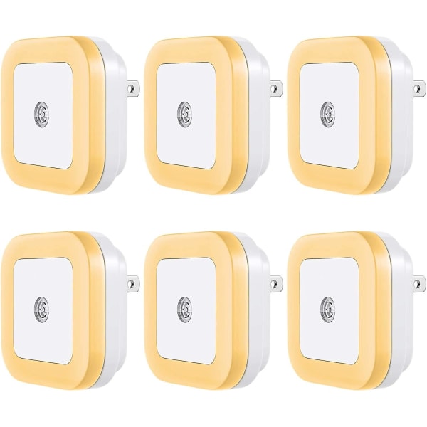 Nattlys Plug-in [6-pakning] Smart Dusk To Dawn Sensor, Automatiske nattlys, Varm hvit