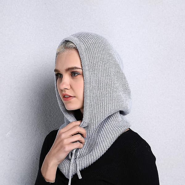 Nye vinterhatte til kvinder, varm hættehue til kvinder med pullover strikket hue (beige)