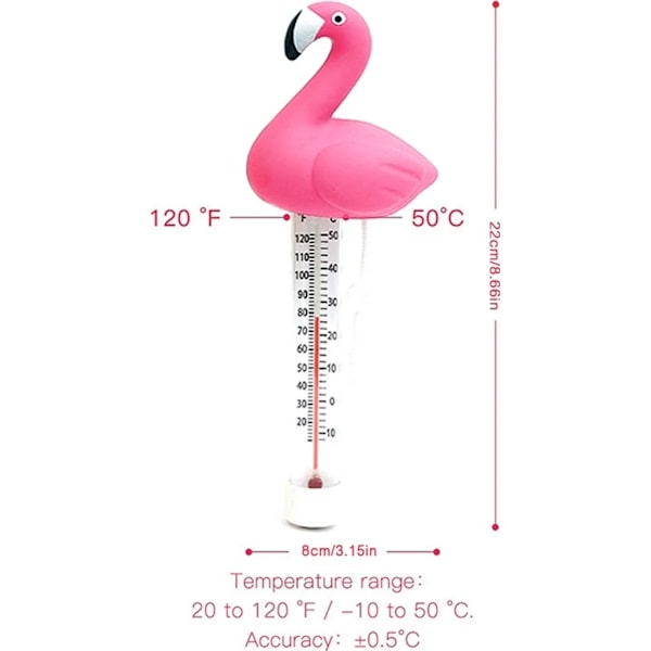 Flamingo Pool Termometer, Vattentemperaturtermometer för Pooler och Spa, Simbassängtermometer, Flytande Pooltermometer