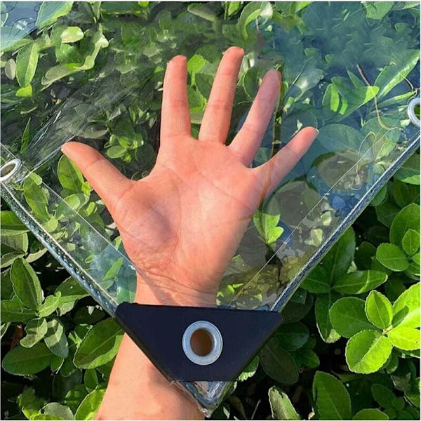 Vattentät presenning, transparent PVC-presenning med öljetter, isolerad presenning för trädgård, uteplats, växter, väderbeständig transparent presenning (1x1m)