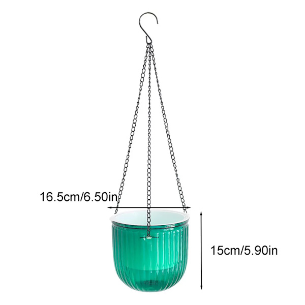 Hängande blomkruka 16,5 cm hängande blomkrukor med 3 krokar, självvattnande blomkorg, dräneringshål transparent