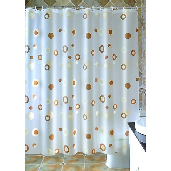 Waterproof Mildewproof Coffee Circle Arc Shower Curtain 180*180CM