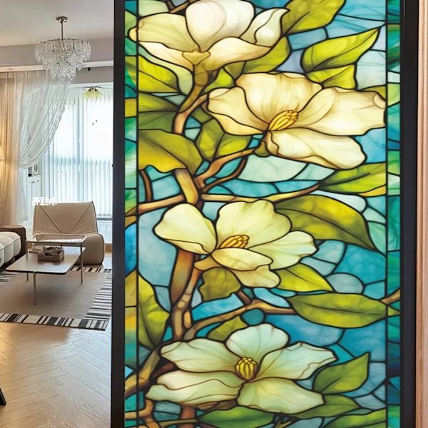 45*100cm fönsterfilm magnolia färgat glas fönsterdekaler insynsskydd film DIY fönsterdekaler glasfilm