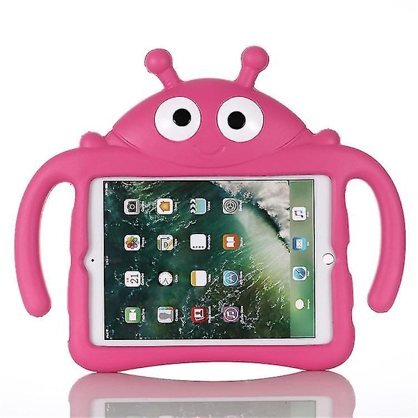 Barn Nyckelpiga Fodral för Ipad Air/air 2, Kickstand Heavy Duty Stöttåligt Skal, bekvämt, Bekvämt（Rosa Röd）