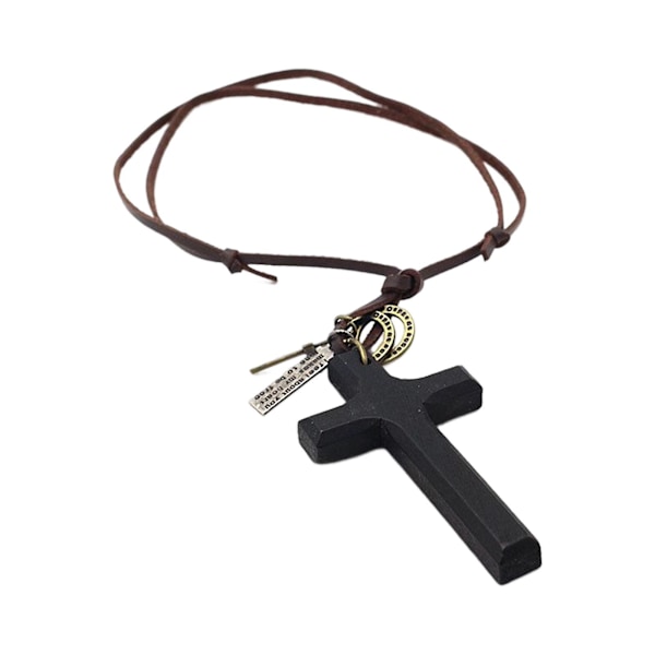 Cross Pendant Necklace Durable For Thanksgiving Day Gift For Men Women Black