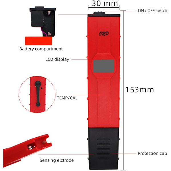 Ny ankomst Digital Pen Typ ORP Meter Vatten ORP Testare/mV Meter/Oxidation Reduktion Potential Testare 15% Reduktion