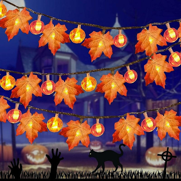 longziming Pumpa Lönnlöv Fe-ljus, Halloween LED Dekorationsljus, Inomhus Utomhus Fest Dekoration Höst Fe-ljus (3m/20 LED)