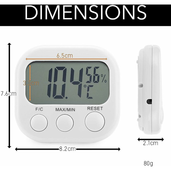 Termometer hygrometer för inomhusbruk - Hög noggrannhet - Digital temperatur- och fuktighetsdisplay