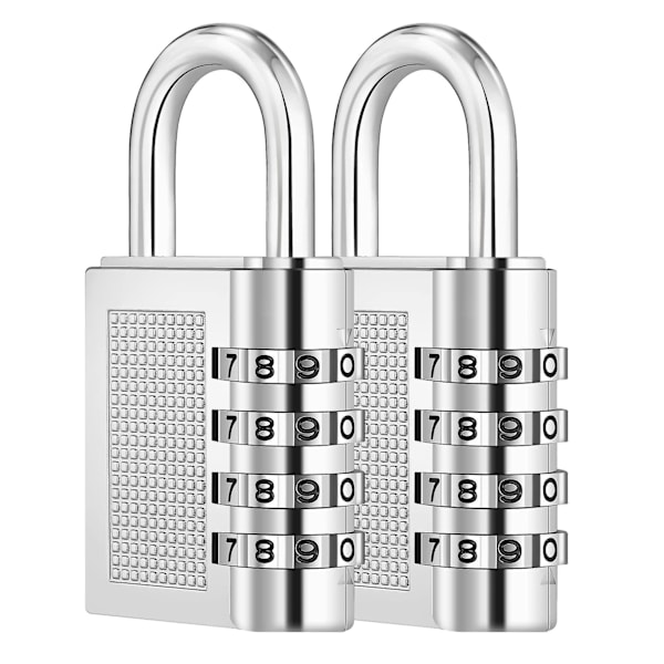 4-siffrig kombinationslås för skolor (2-pack, silver)