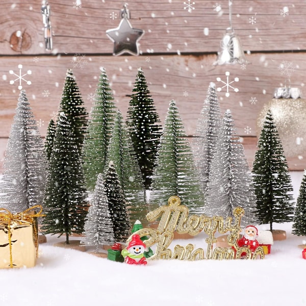 20st mini julgranar - konstgjord julgran flaska borstträd jul med 5 storlekar