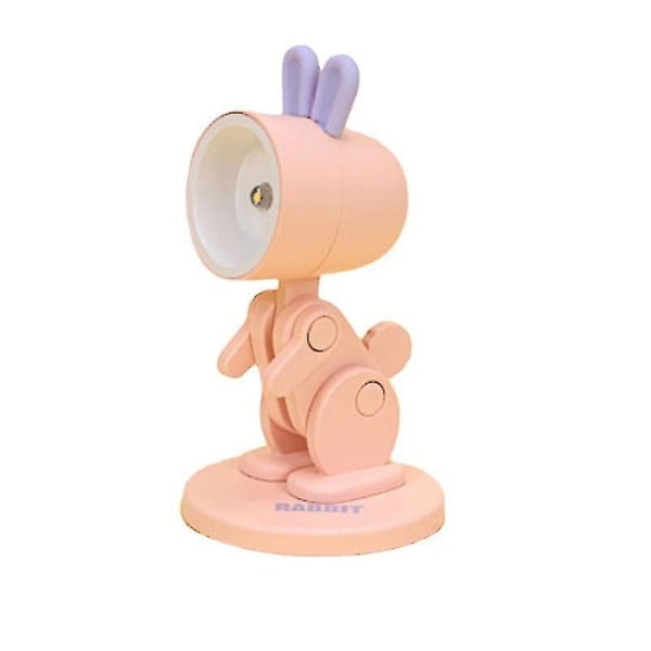 Wabjtam 1kpl Pink Rabbit Led Night Light Mini Söpö Pet Light sarjakuva Taitettava pöytälamppu huoneen sisustus