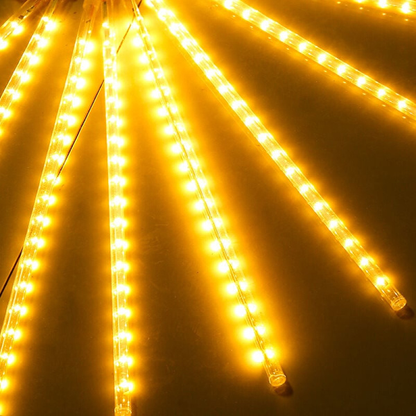 Ljusrosa LED-effekt Meteorskur Diamant Istappar Inomhus Utomhus Jul 30cm [Set om 8] Sol Fjärrkontroll Varmvitt Ljus