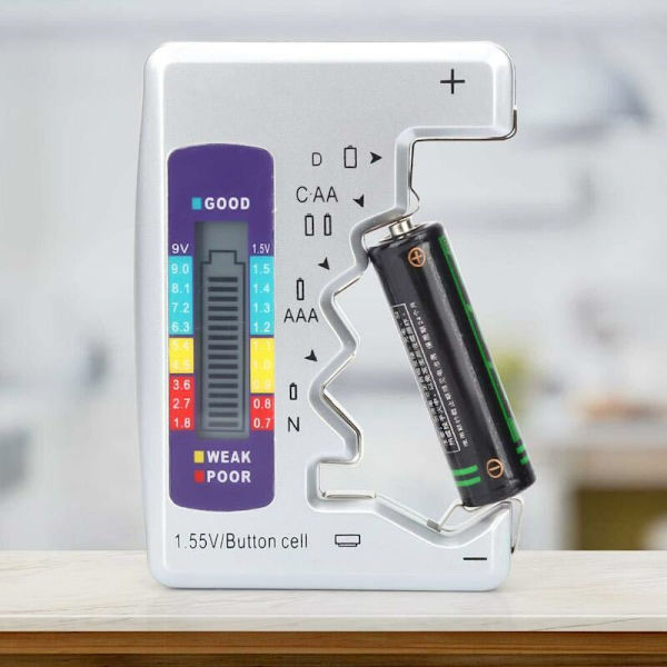 V 1.5V LCD Digital Batteritest CDN Knappcell Kapacitetsindikator Detektor Monitor Diagnostikverktyg Silver