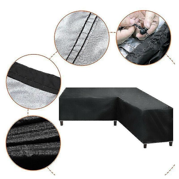 (215x215x87cm) L-formad vattentät rottinghörnsmöbelöverdrag trädgård uteplats utomhus soffskydd