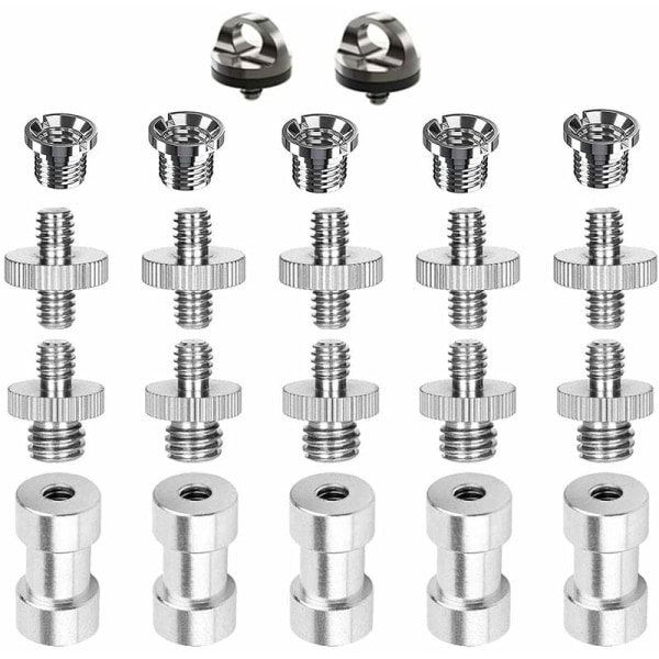 22-delad metallgängad skruvadapter, kameraskruvadapter i metall, stativadapteradapter, för kamera, stativ, monopod, belysningsstativ