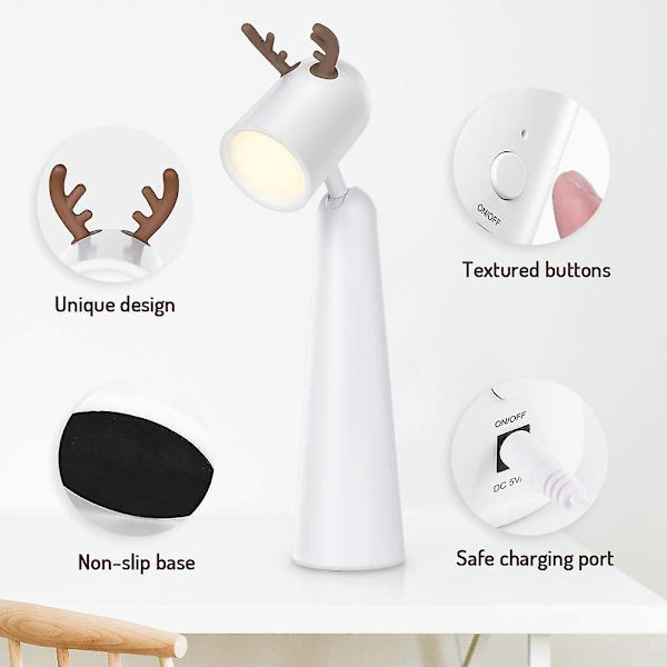 Børnelampe Sengebordslampe Børne Nattelys Behagelig Iøjnefaldende Læselampe Usb Genopladelig
