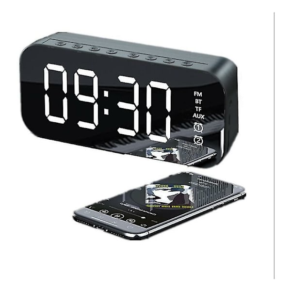 Multifunktionell LED digital väckarklocka, Bluetooth-högtalare, sängbord lysande elektronisk musikbox