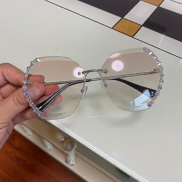 Mote Oversized Rimless Solbriller, Diamond Solbriller (Blå)