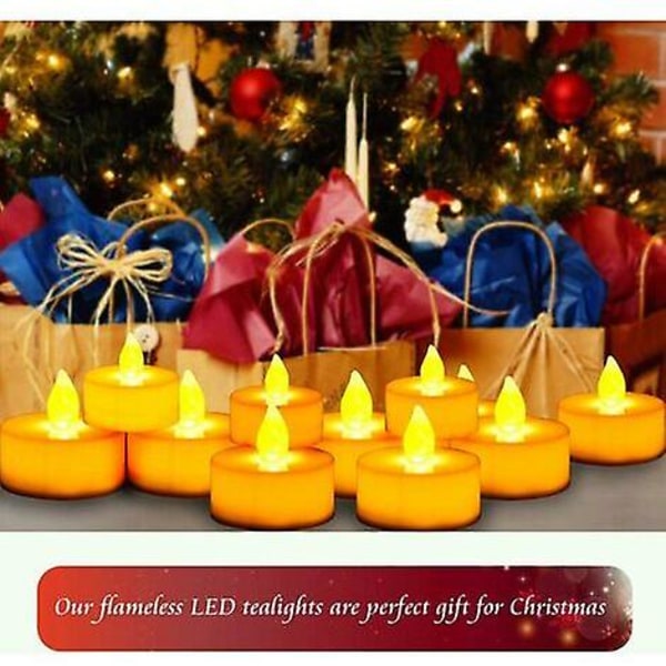 24 gule LED-stearinlys med flammeeffekt