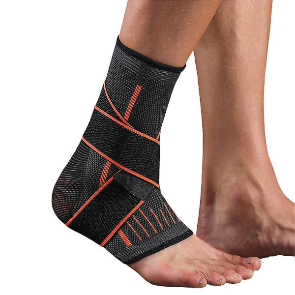 Ankle Support Brace Compression Belt Football Sports Ankle Protective Wrap Protection（L-XL，Orange）