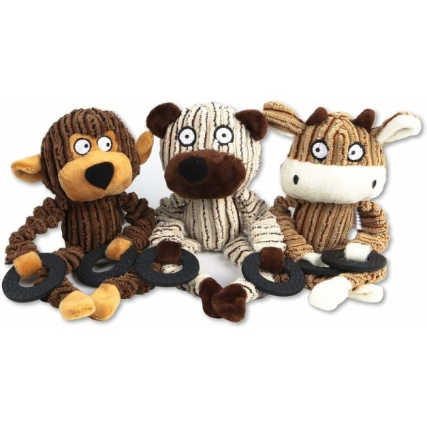 Hundleksaker, plyschleksaker, pipande leksaker för hundar, ofyllda, säkra och giftfria tuggleksaker, för medelstora och stora hundar