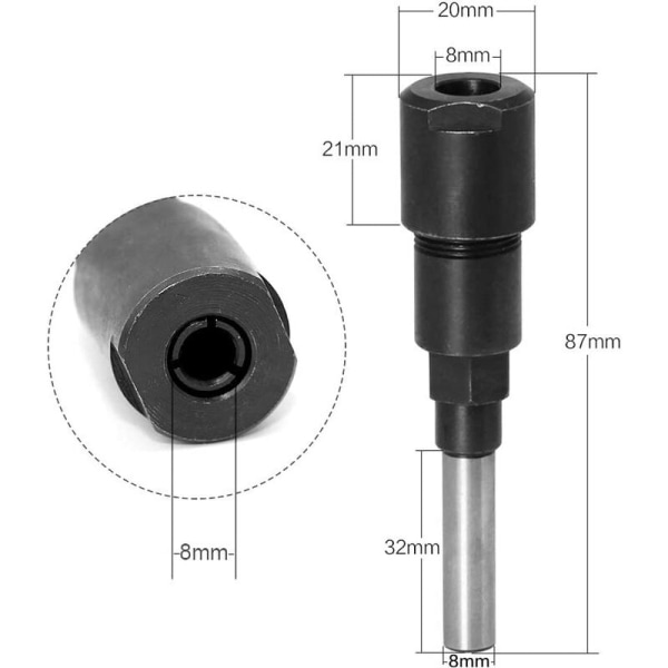 8mm förlängningsstång Träbearbetningsverktyg Förlängningsklämma Förlängningsstång för gravyrmaskinklämma 8mm