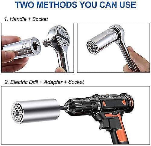 7-19mm Universal Socket Wrench Set Power Drill Ratchet Bushing Spanner Multifunktionel Håndværktøj