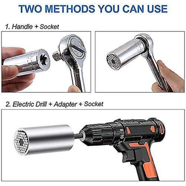 7-19mm Universalhylsa Nyckelset Kraftborrmaskin spärrhylsa Bussning Skiftnyckel Multifunktion Handverktyg