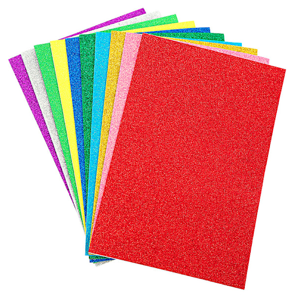 Glitterpapper, 30 glänsande klistermärken, mycket lämpligt för barns DIY-presentförpackningar, födelsedagsfestdekorationsscrapbook, hantverkspapper 10 färger