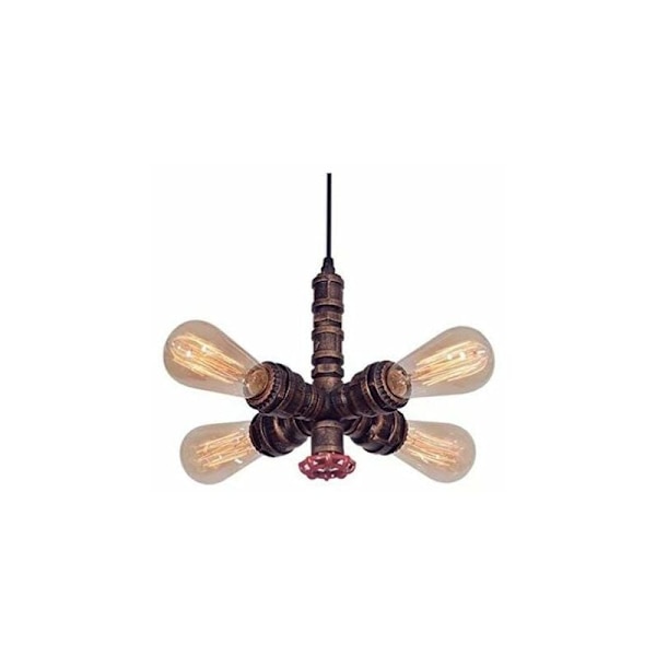 Cham Retro Vägglampa Vattenrör Pendellampa Industriell Metalllampa med 4 Huvud E27 Sockellampa för Loft Bar Café Kök Vardagsrum