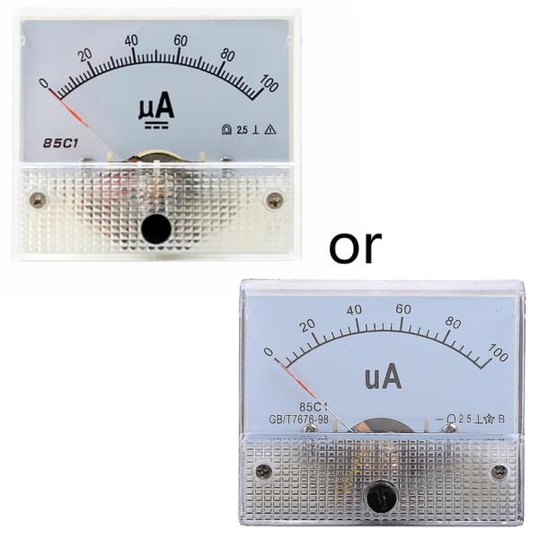 Ampere Analog Mätpanel Ström Ammeter Rektangel Panelmonterad Strömmeter（0-200uA）