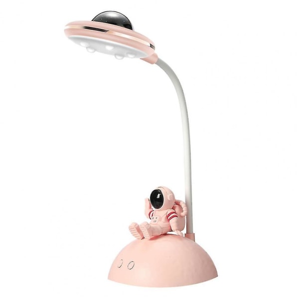 Projektion yövalot lapsille, Astronaut söpö pieni pöytälamppu kynätelineellä, silmiä hoitava työpöytälamppu (B, vaaleanpunainen)