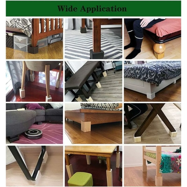 Set med 4 möbelhöjare trämöbler stigare, skrivbord, sänghöjare, möbelbenlyftare, fötter högt för säng, skrivbord, bord (storlek: 7 x 7 x 8 cm)