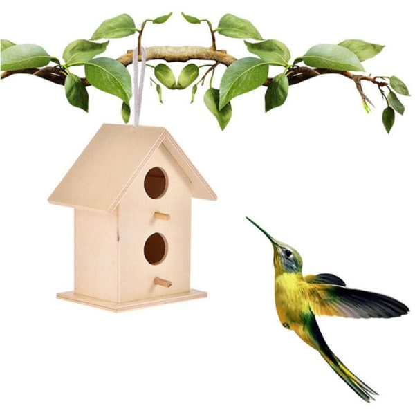 Hängande fågelholk i trä fågelhus för trädgårdsdekorationer utomhus