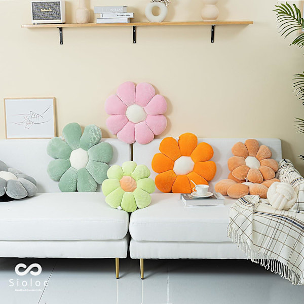 Blomsterpude, blomstformet pude, pude til numsen, blomstergulvprude, siddepude, sød værelsesindretning og plys pude til soveværelse sofa stol (blush,