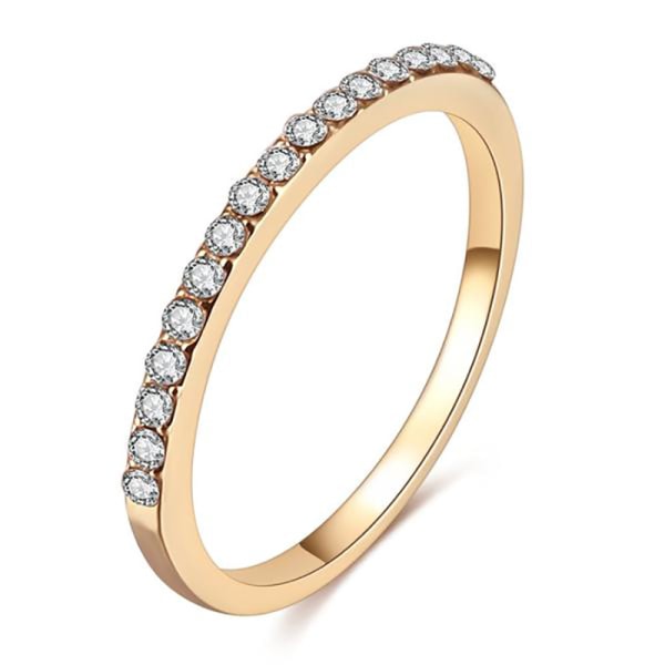 Minimalistisk damring med mikroinlagd zirkon Guld 9#