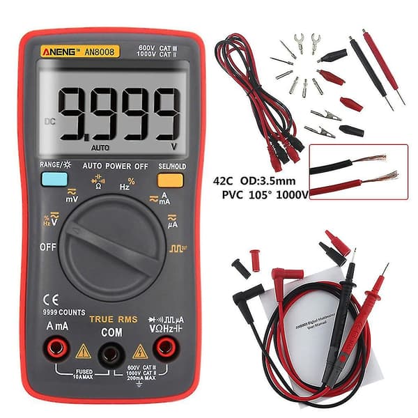 An8008 True Rms Lcd Digital Multimeter Voltmeter Ammeter Ac För Dc Spänning Ström
