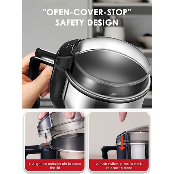 Multifunktionell kvarn, 300W, rostfritt stål, öppet säkerhetslock, lämplig för torra ingredienser, spannmål, örter, kaffe