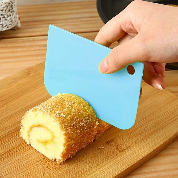 Skrapsats, plastdegskrapsats, 6 delar degskärare degspade lätt att rengöra mångsidig skrapa för tårta bakverk bröd DIY pannkakor (blå)