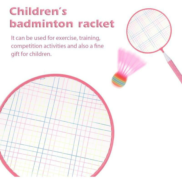 Badmintonset för barn, 2 badmintonracketar, 4 fjäderbollar, 1 skumboll för inomhus- och utomhussporter